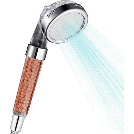Ensemble de pommeau de douche, filtration par filtre, 3 réglages, haute pression, jet économiseur d'eau, douchette à main pour peau sèche et cheveux (sans flexible) (1/5)