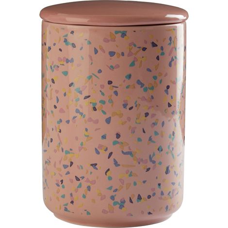 Interiors By Premier Large Pink Terrazzo Storage Canister,Dolomite Build Food Storage Container With Airtight Lid,Sugar Canisters (1/3)