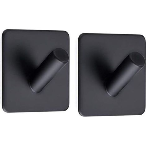 ZOLGINAH 2 pezzi Ganci adesivi 3M Ganci da parete per bagno in acciaio inossidabile Ganci portasciugamani per bagno cucina toilette armadietti neri quadrati (1/5)