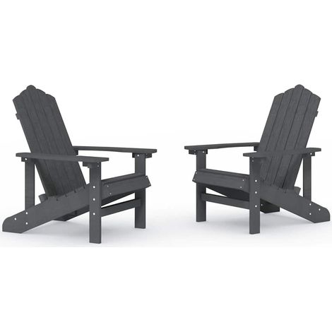 vidaXL Sillas de jardín Adirondack 2 unidades HDPE gris antracita (1/2)