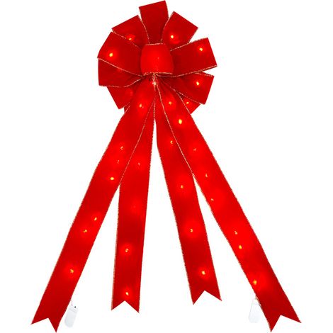 Arc En Velours Rouge pour Sapin de Noël, Ornement Géant 79x25cm, Décoration Festive Lumineuse -KZQ