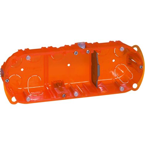 Legrand – Boîte à encastrer Batibox multimatériaux 3 postes – Profondeur 40mm – Fixation sécurisée avec étriers métalliques – Pour murs variés