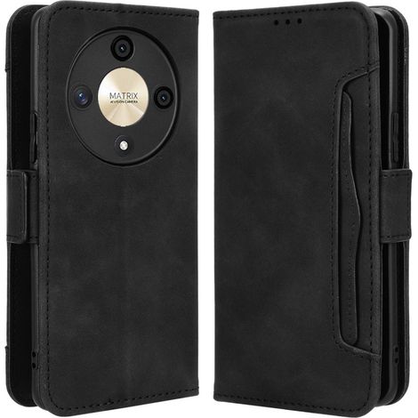 Custodia a libro per Honor Magic 6 Lite 5G, con scomparto per carte, nera (1/5)