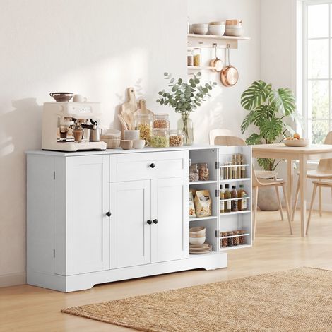 Buffet cuisine. meuble de rangement avec tiroir. 4 portes à fermeture douce. racks-porte et étagères réglables. blanc