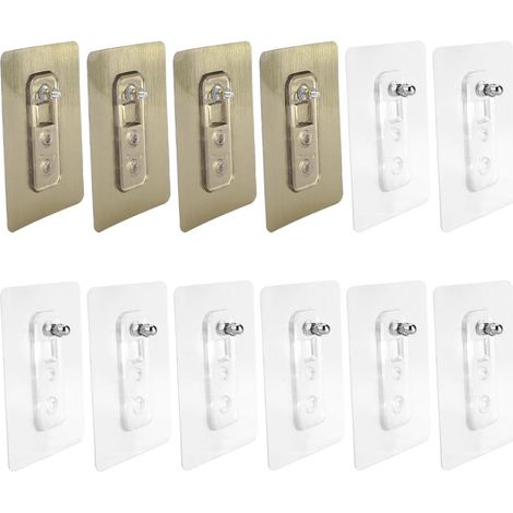 12 Pièces Sans Clou Ni Vis Extra Fort, Fixation Murale Percer Imperméable, et Trace Accroche Cadre pour Salle Bain, Cuisine, Débarras, Mur Carrelé, de Douche - (1/5)