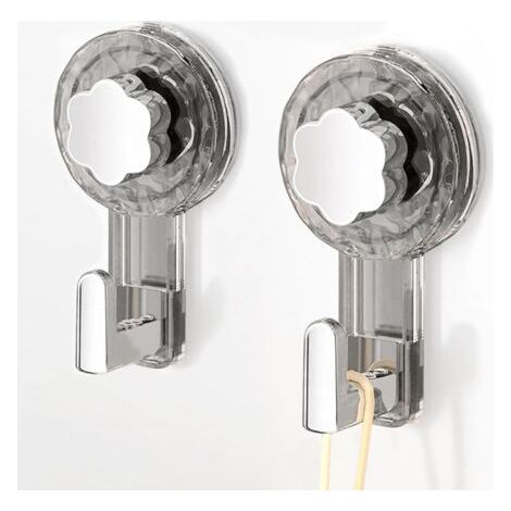 Accroche Serviette Salle de Bain, Crochet Ventouse Extra Puissantes Réutilisables pour Salle de Bain, Cuisine, Camping & Voiture, Bathroom Towel Suction Hooks (Gray+Silver, 11.26.24.3cm2) (1/5)