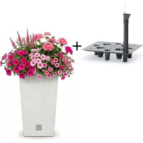 Blumentopf mit Einsatz Bewässerungssystem Pflanztopf weiß 50 cm (1/5)