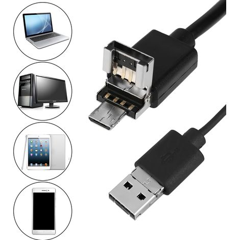 1 schwarzes 5 m USB-OTG-Endoskop mit wasserdichter 2-Megapixel-Kamera zur Inspektion von Rohren und Fahrzeugen (1/5)