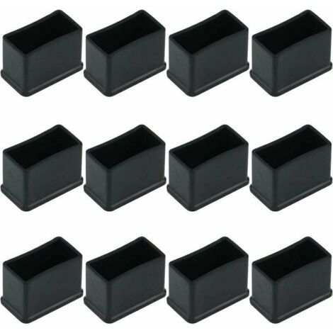 Lot de 12 Embouts de Protection Rectangulaires en Feutre de Caoutchouc pour Pieds de Table ou de Chaise - Noir, 15 x 30 mm. (1/5)