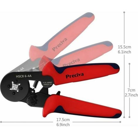 Pince à sertir - - Modèle avec 1200 cosses isolées - 0.25mm à 10mm - Ergonomique - Rouge (1/4)