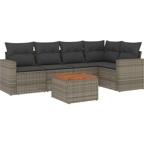 vidaXL Set Divano da Giardino 6 pz con Cuscini Grigio in (1/5)