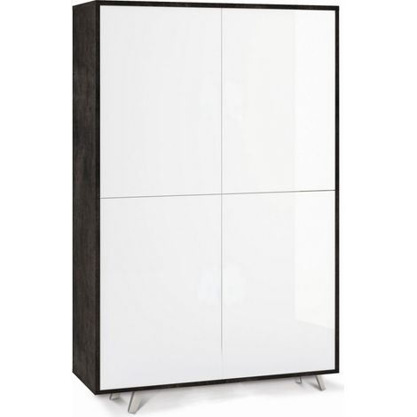 Mobile 4 Ante 108L x 41P x h161 – Finitura Nero Opaco e Bianco Lucido – Sarmog (1/2)