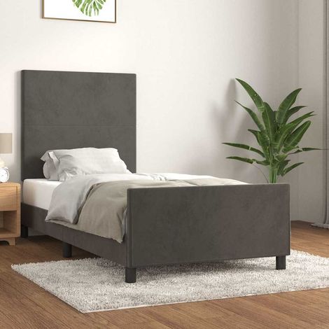 Cadre de lit sans matelas gris foncé 90x190 cm velours (1/5)