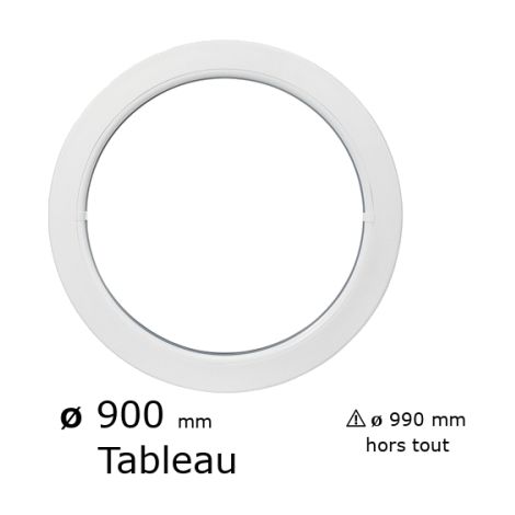 Gefradis – Fenêtre ronde fixe PVC vitrage clair D.900 mm – Double-vitrage 24 mm – Pose en applique – Design élégant pour intérieur