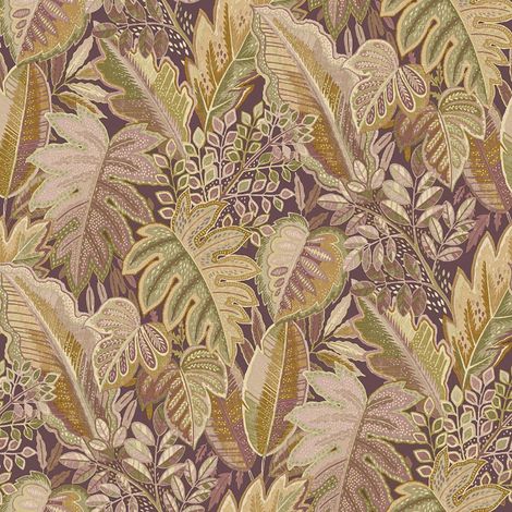 Grandeco Ciara Autumn Leaves Aubergine Wallpaper Naturistic Paste The Wall Vinyl (1/4)