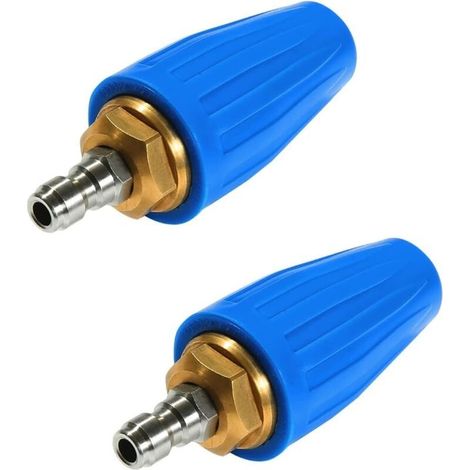 2 boquillas de turbina rotativa universales de 360° para limpiadora de alta presión a agua, 3600 PSI 250 bar, conexión rápida de 1/4", boquilla de limpieza de turbina rotativa (Azul) (1/5)
