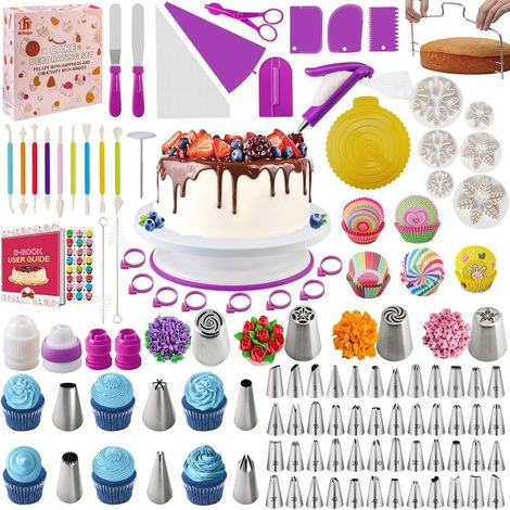 Kit Patisserie Douille Patisserie 301 Pièces, Accessoire Patisserie, Plateau Tournant Gateau, Poche a Douille, Caissettes Cupcake