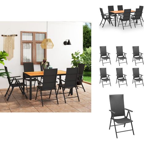 Ensemble à manger de jardin 7 pcs noir et marron - Salon De Jardin - Set De Jardin - Table De Jardin - Chaises De Jardin - Mobilier De Jardin (1/5)