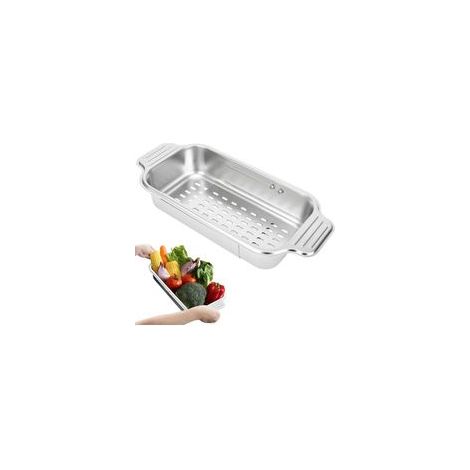 Passoire Evier, Tamis de Cuisine Inox Passoire Rétractable Egouttoir Evier Cuisine, Pour Laver Légumes et Fruits, Egoutter Pâtes Cuites et Plats Secs-Moyen
