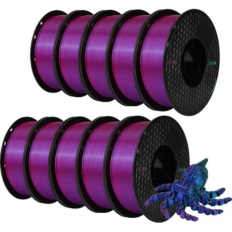 Filamento per stampante 3D, 10 kg PLA setoso, ad alte prestazioni, Rosso Verde Blu (1/2)