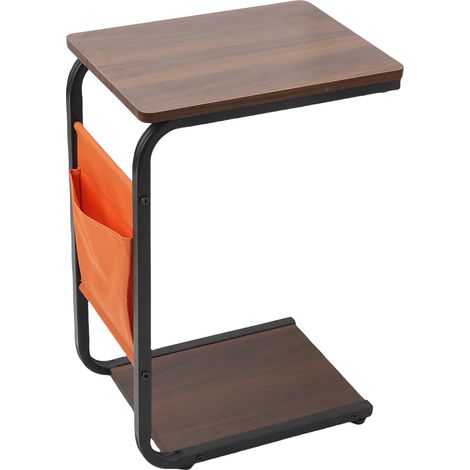 TABLE D'APPOINT EN U, NOYER, CARBONE ET PANNEAU, 4,5KG, CÔTÉ CANAPÉ LIT BALCON, POUR SALON CHAMBRE (1/5)