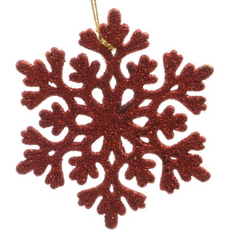 Kaemingk – Suspension de Noël flocon de neige rouge pailletée incassable, Ø 9 cm, plastique