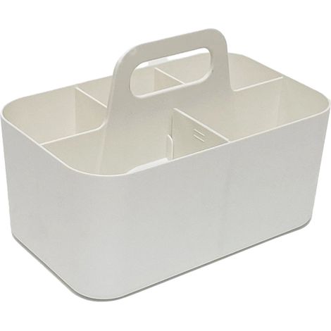Boîte De Rangement Pour Pinceaux À Maquillage Et Stylos - Organiseur De Bureau En Plastique Blanc - 25 x 15 x 11 cm - 1 Pièce (1/5)