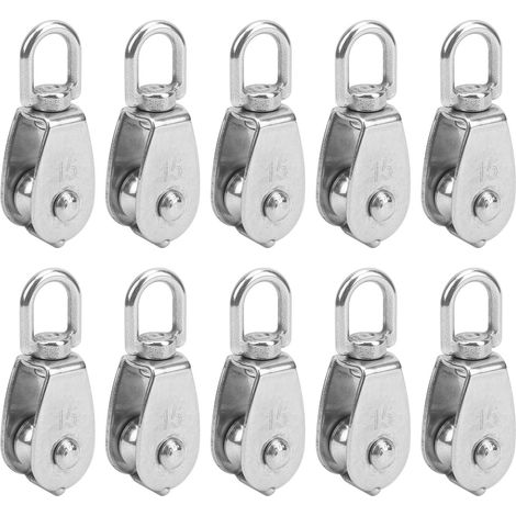 10 Stück M15 Seilrolle aus Edelstahl 304, rostfrei, Einzelrolle für Kranhebearbeiten (1/5)