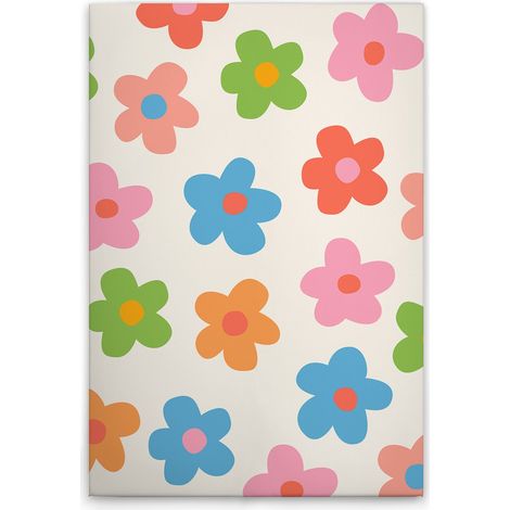 Leinwandbild Retro Blumen Bunt M1-No.51693 - Kunstdruck auf Leinwand in Creme Weiß - Wandbild 30 x 45 cm (1/5)