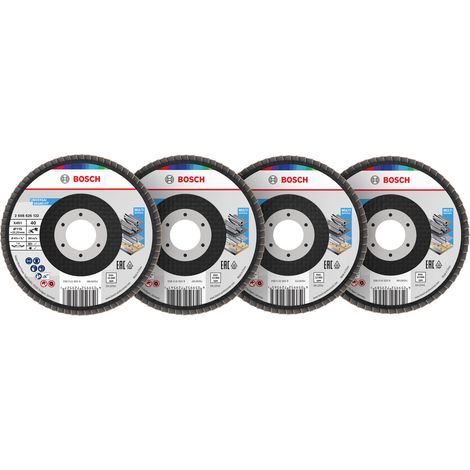 Bosch X451 Flap Disc Set 115 x 22.23mm G40 60 80 120 T29 15pcs 2608626161