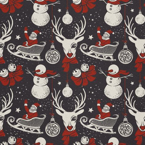 Tela decorativa para exteriores Oxford - Motivo navideño de invierno: trineos y muñecos de nieve I DX146 (1/5)