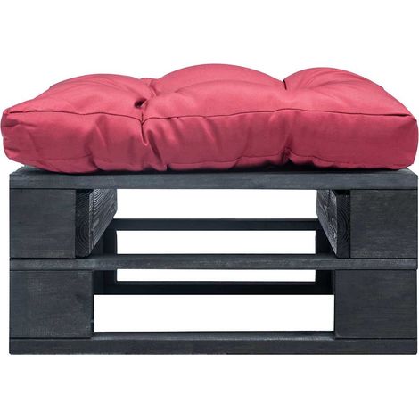 vidaXL Otomana de palets de jardín con cojín rojo madera negra (1/2)