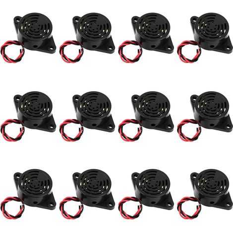 Sollbry Packung mit 12 elektronischen Alarmen SFM-27-I – Aktiver piezoelektrischer elektronischer Summer – DC 3–24 V – mit Kabel – 110 mm (1/5)