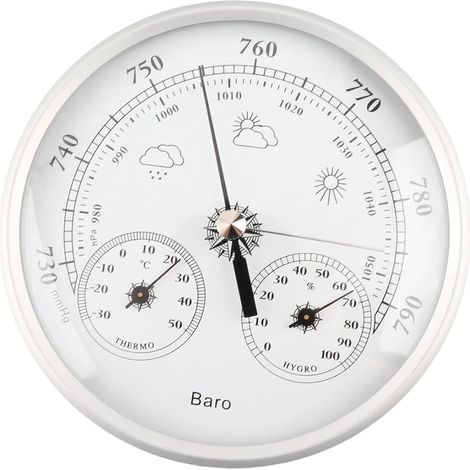 Thermomètre Baromètre Hygromètre 3 en 1, Grande Station Météo Murale 13cm, Baromètre Intérieur en Alliage d'Aluminium pour Jardin, Maison, Bureau, Design Classique (1/5)