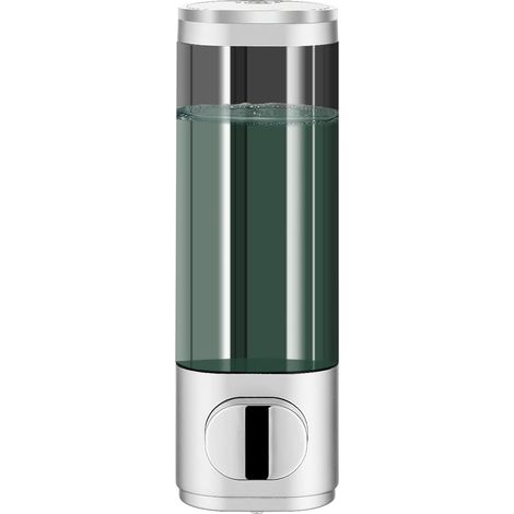 Distributeur de shampooing et d'après-shampoing, 1 Chambre, sans perçage, Distributeur de shampooing Mural pour Salle de Bain, Grande capacité, argenté (1/5)