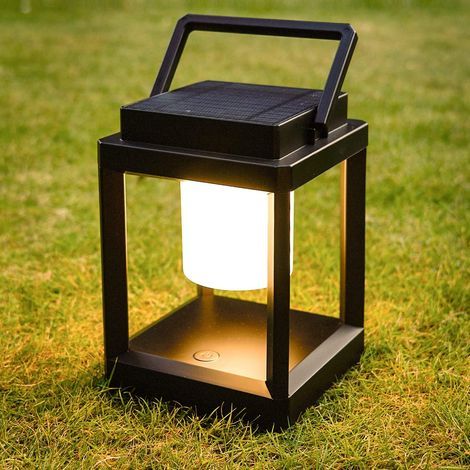 Lámpara de mesa LED recargable con energía solar, linterna solar para exteriores, 3 niveles de brillo, control táctil, lámpara de mesita de noche impermeable (1/5)