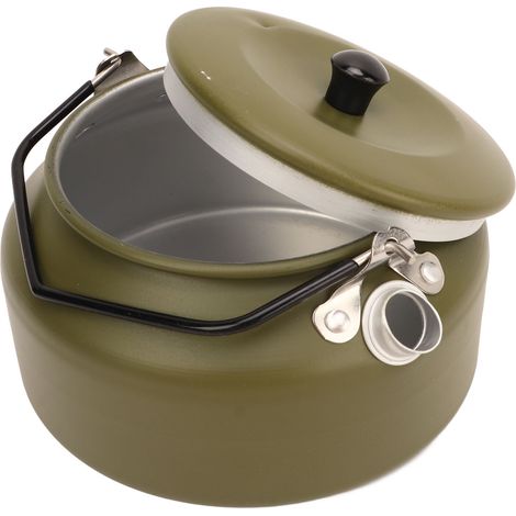 Leichter, tragbarer Wasserkocher mit ergonomischem Griff und feiner Textur, Teekanne für Zuhause, Café, Camping, olivgrün (1/5)