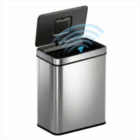 Poubelle automatique à capteur 50 L en acier inoxydable brossé, finition anti-traces (1/5)