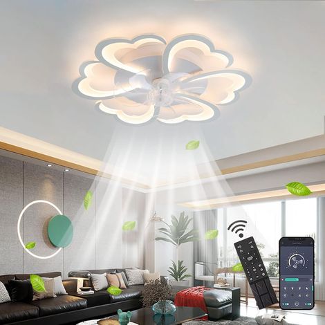 Ventilateur De Plafond avec Éclairage LED - Plafonnier Fleur à 6 Vitesses avec Télécommande Silencieux Dimmable, Minuterie pour Lampe De Salon (1/5)