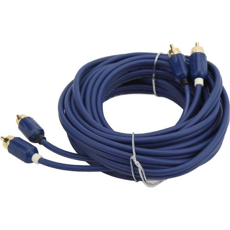 Câble Audio RCA 5 Mètres Bleu Élastique Cuivre Pur Durable - Câble Audio Auto pour Amplificateur, Outils de Montage, Son Haute Fidélité (1/4)
