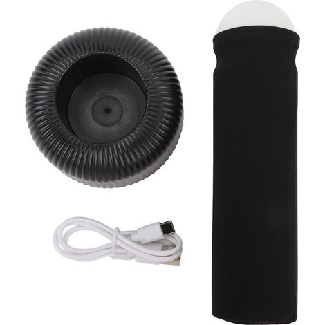 Innovative rechargeable LED night light, stable base, portable, warm light, for bedroom, black (1/5)