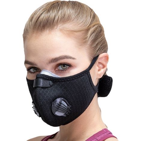 2 masques faciaux réutilisables pour cyclistes, résistants au vent, à la poussière et au froid, pour le vélo, le ski et le patinage (noir) (1/2)