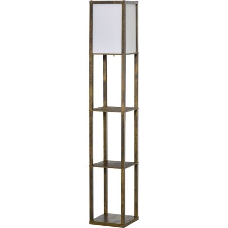 Lampada da terra con mensole, lampada da terra, legno, 26 x 26 x 160 cm, per soggiorno/camera da letto (senza lampadina) On-Site (1/5)