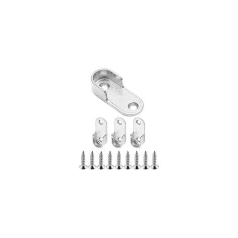 Support de Barre de Penderie Ovale – Lot de 4 avec 8 Vis, Supports pour Tringle de Penderie et Rideau, Porte-Manteau (1/5)