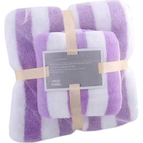 Ensemble de serviettes de bain, serviettes de bain absorbantes en velours corail pour adultes-- (1/5)