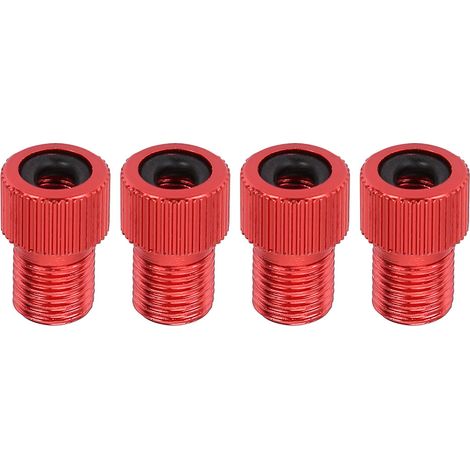 4er-Packung Rennrad-Fahrrad-Motorrad-Luftpumpenadapter für Presta- auf Schrader-Konverter (Rot) (1/5)
