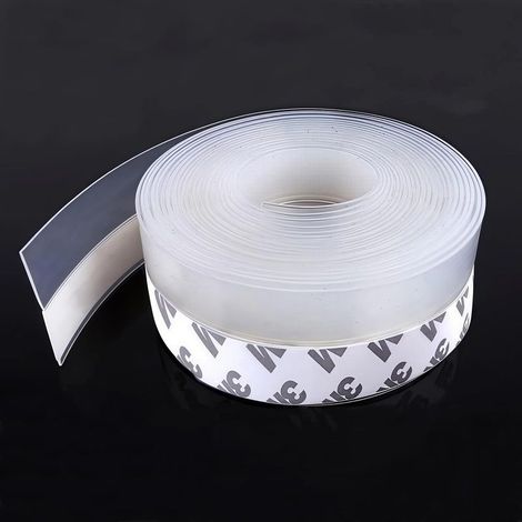 Silicone Bande Etancheite Autocollante,Bande d'Étanchéité en Silicone 35mm x 5 m Autocollante Transparente Joint Isolant pour Fenêtres Portes Bas de Porte et Douches Coupe-vent Imperméable (1/5)