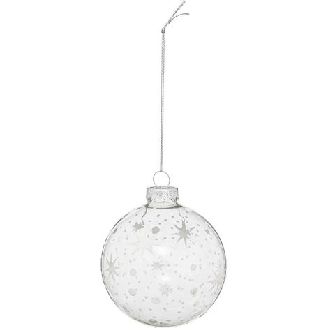 Silberne Weihnachtskugel mit Glasflocken 80mm - Feeric lights & christmas
