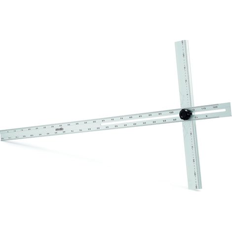 ÉQUERRE EN T EN ALUMINIUM DE 120 CM AVEC ANGLE RÉGLABLE, REFERMABLE POUR FACILITER LE TRANSPORT ET LE STOCKAGE. ÉPAISSEUR 4,7 MM