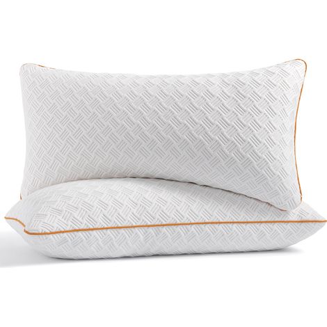 Lot de 2 oreillers 60x80 cm, oreiller en mousse à mémoire de forme - Oreiller de sommeil garni, oreiller réglable en hauteur avec fermeture éclair, Housse d'oreiller amovible/lavable
